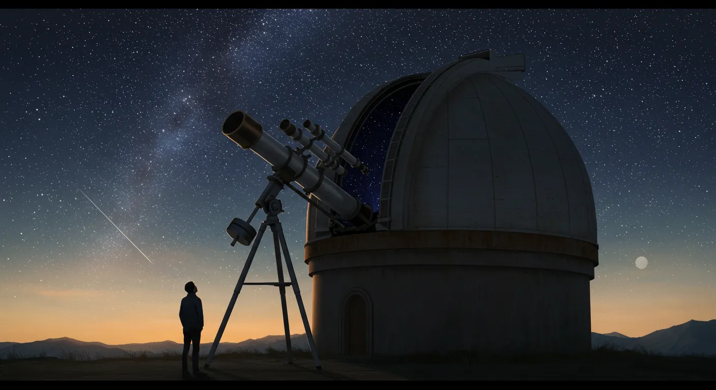 人生の岐路に立ち、星空を見上げる人物