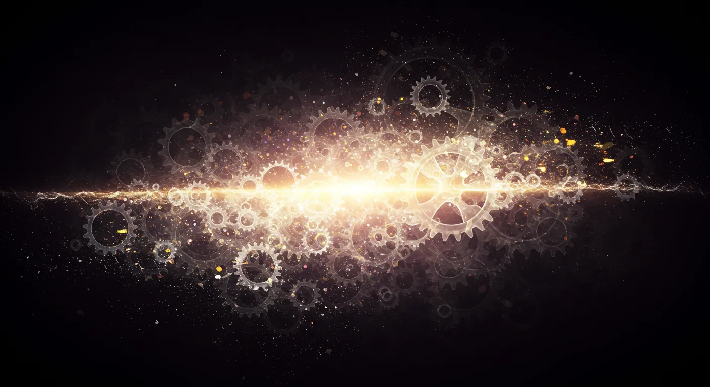 精密な歯車が組み合わさって動いている様子